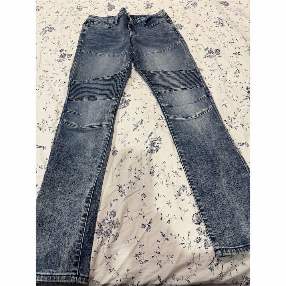 No Boundaries Men's Skinny Moto Jeans Blue Size 30x32 Denim 5-Pocket